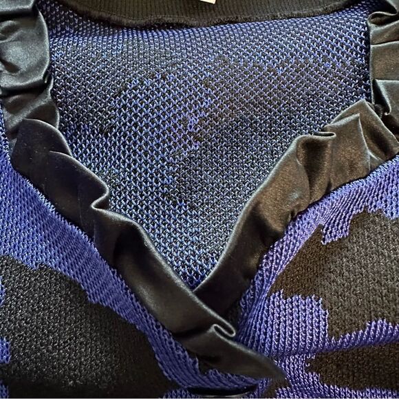Toula Blue and Black Knit Jacket with Ruffles Sz 6 NWT - Picture 9 of 14